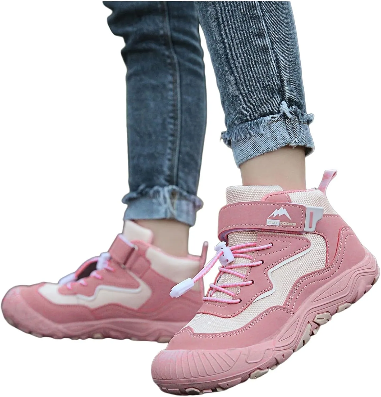 Kids Sports Shoes Boys Girls Adjustable Shoelaces Hiking Shoes Trainers Shoe Toddler Outdoor Anti-Slip Walking Shoes