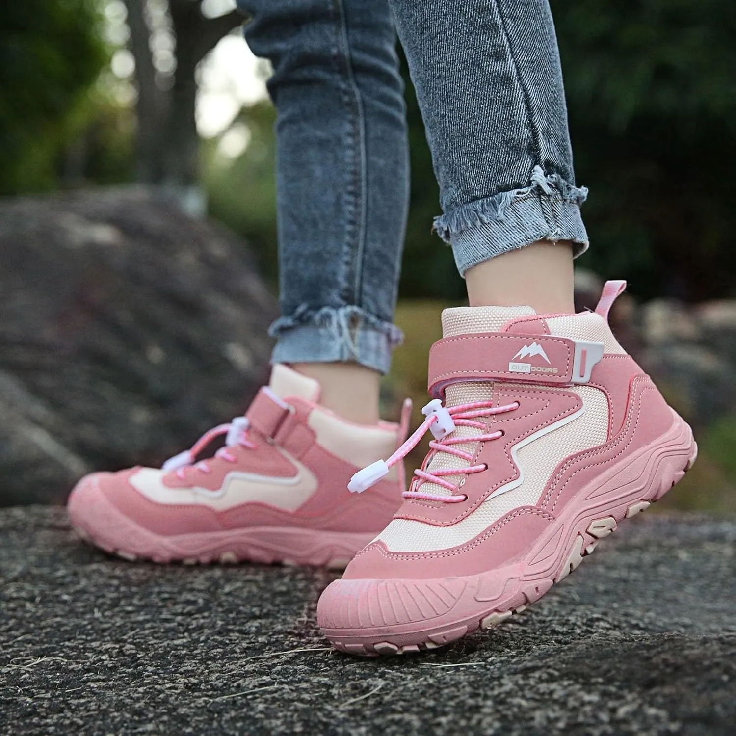 Kids Sports Shoes Boys Girls Adjustable Shoelaces Hiking Shoes Trainers Shoe Toddler Outdoor Anti-Slip Walking Shoes