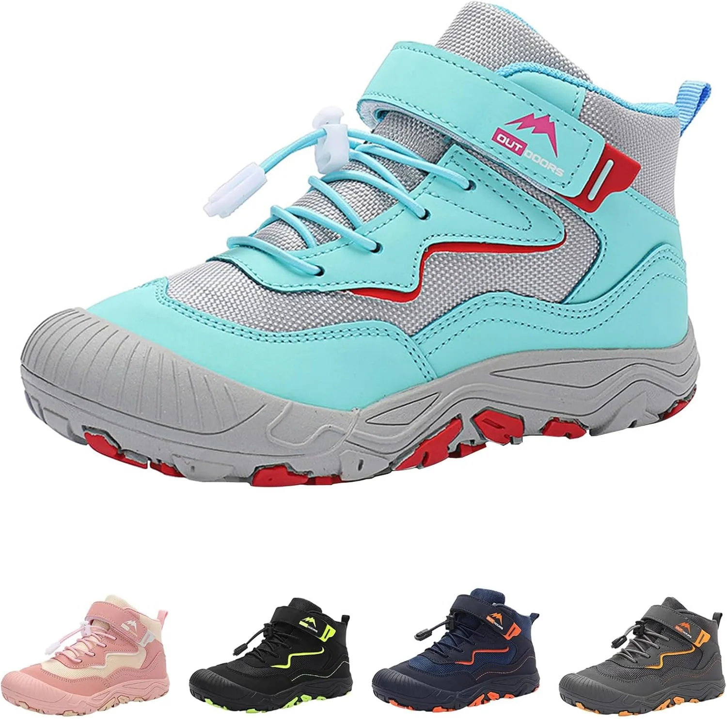 Kids Sports Shoes Boys Girls Adjustable Shoelaces Hiking Shoes Trainers Shoe Toddler Outdoor Anti-Slip Walking Shoes