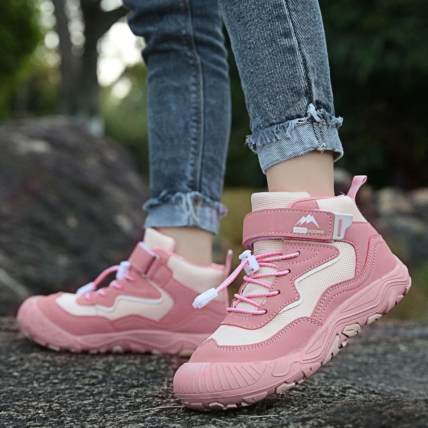 Kids Sports Shoes Boys Girls Adjustable Shoelaces Hiking Shoes Trainers Shoe Toddler Outdoor Anti-Slip Walking Shoes