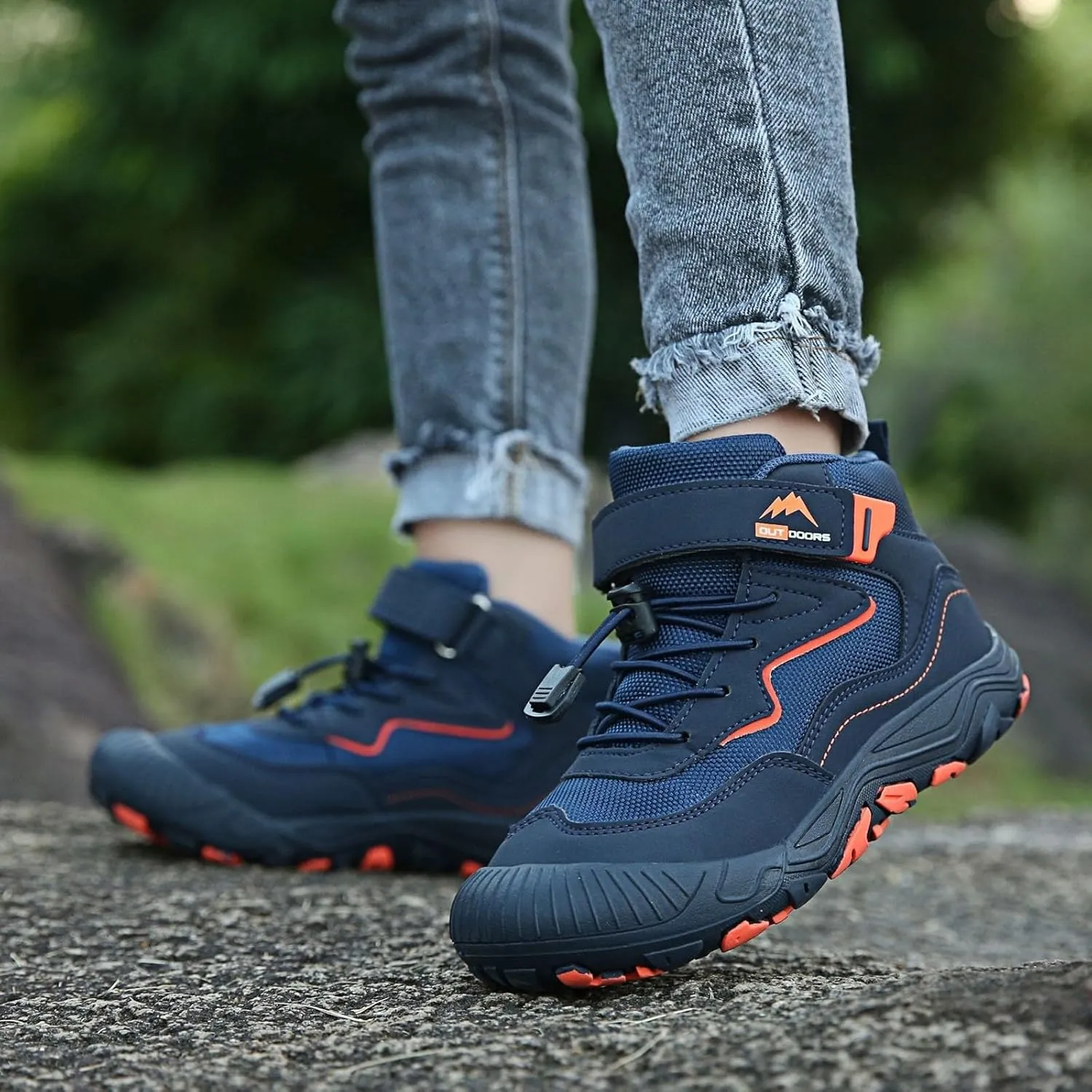 Kids Sports Shoes Boys Girls Adjustable Shoelaces Hiking Shoes Trainers Shoe Toddler Outdoor Anti-Slip Walking Shoes