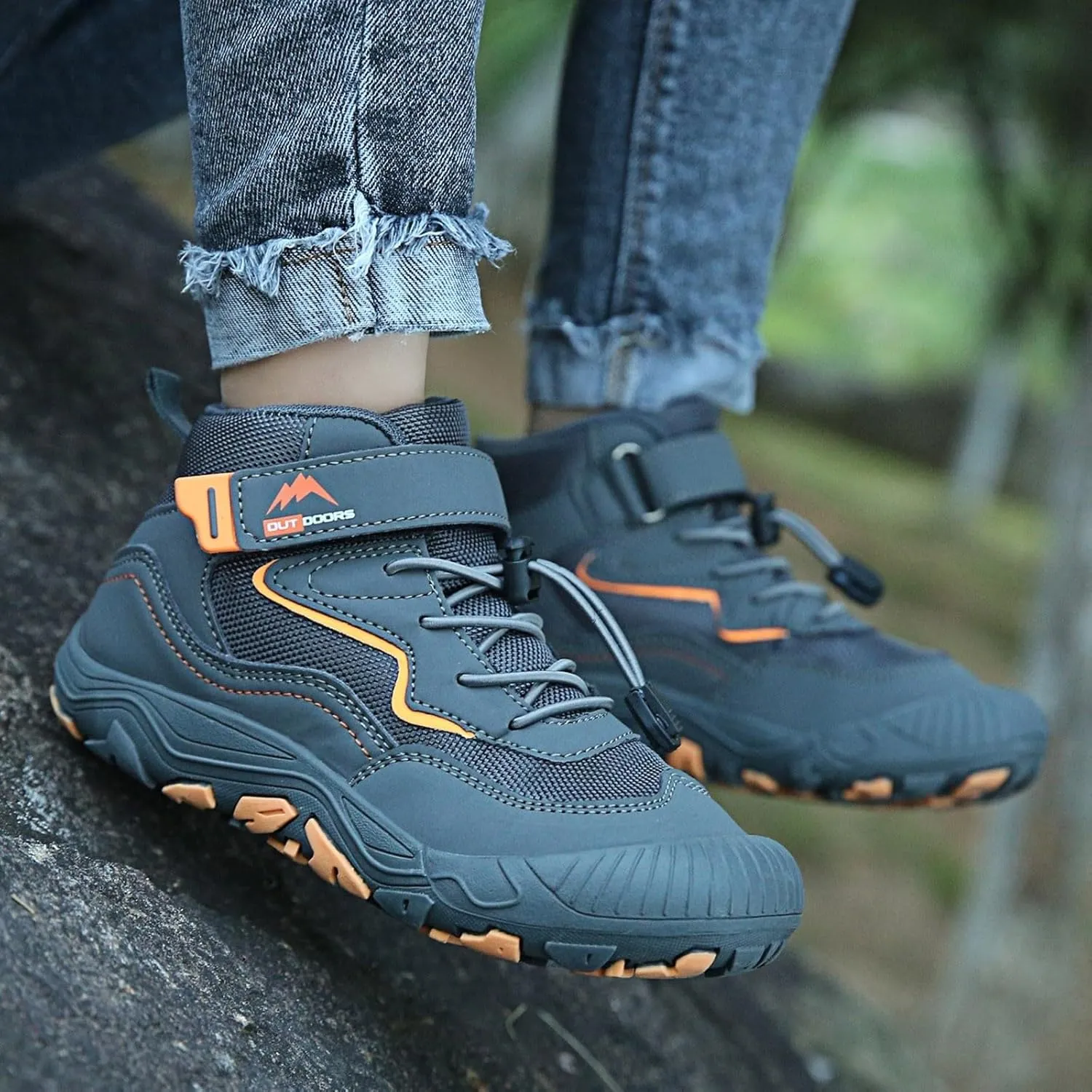 Kids Sports Shoes Boys Girls Adjustable Shoelaces Hiking Shoes Trainers Shoe Toddler Outdoor Anti-Slip Walking Shoes