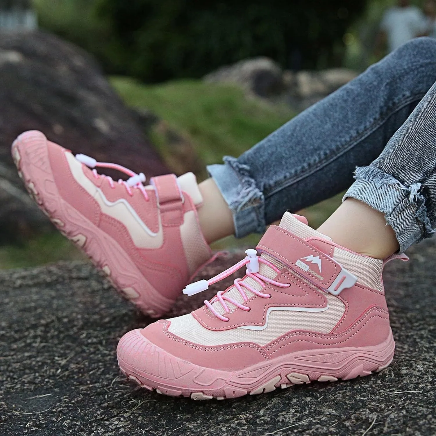 Kids Sports Shoes Boys Girls Adjustable Shoelaces Hiking Shoes Trainers Shoe Toddler Outdoor Anti-Slip Walking Shoes