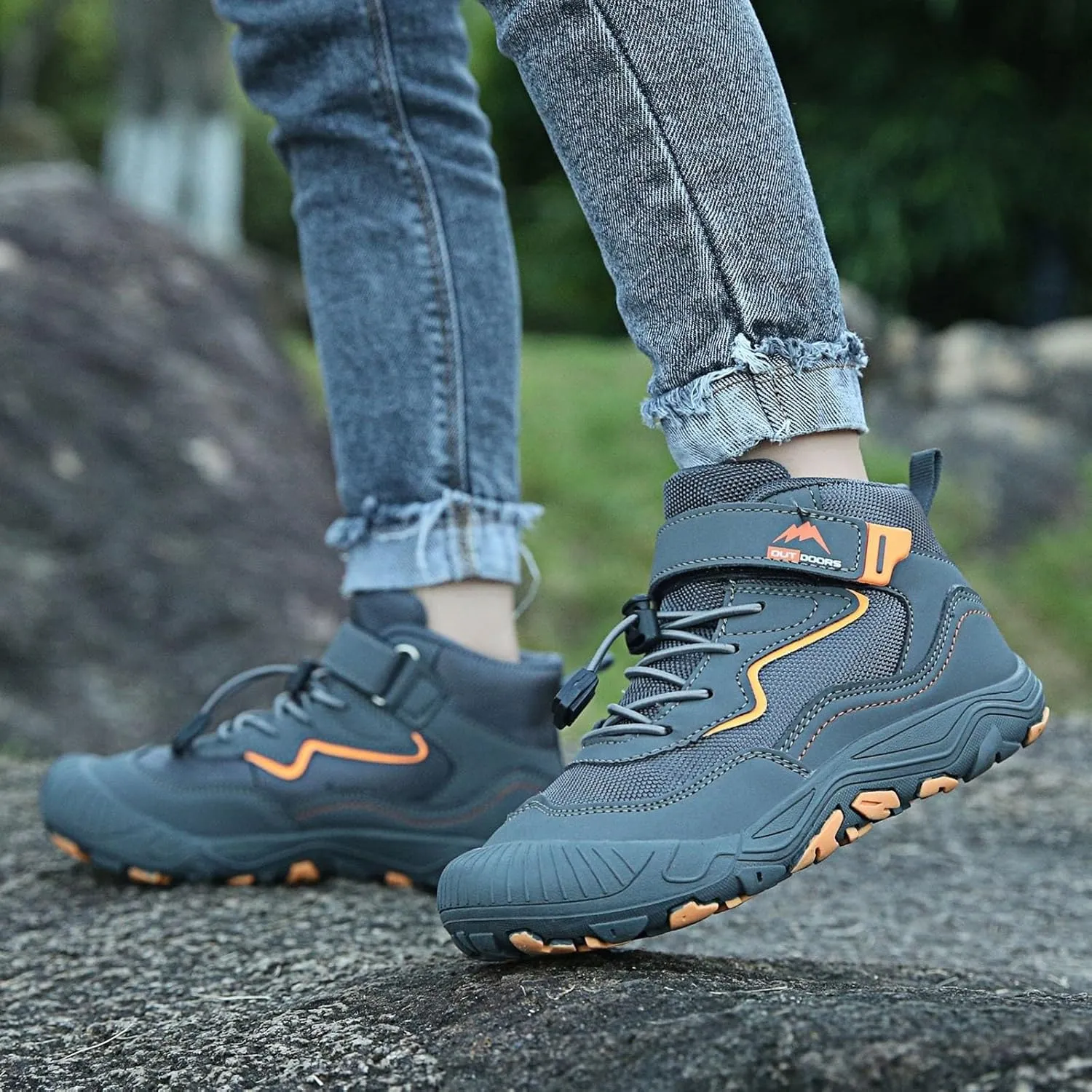 Kids Sports Shoes Boys Girls Adjustable Shoelaces Hiking Shoes Trainers Shoe Toddler Outdoor Anti-Slip Walking Shoes