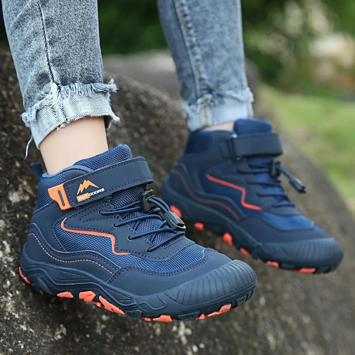 Kids Sports Shoes Boys Girls Adjustable Shoelaces Hiking Shoes Trainers Shoe Toddler Outdoor Anti-Slip Walking Shoes