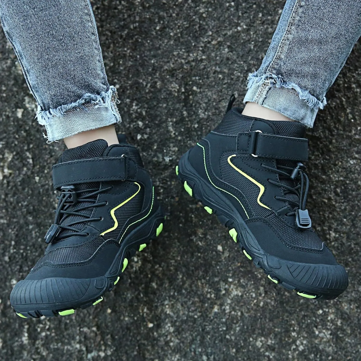 Kids Sports Shoes Boys Girls Adjustable Shoelaces Hiking Shoes Trainers Shoe Toddler Outdoor Anti-Slip Walking Shoes
