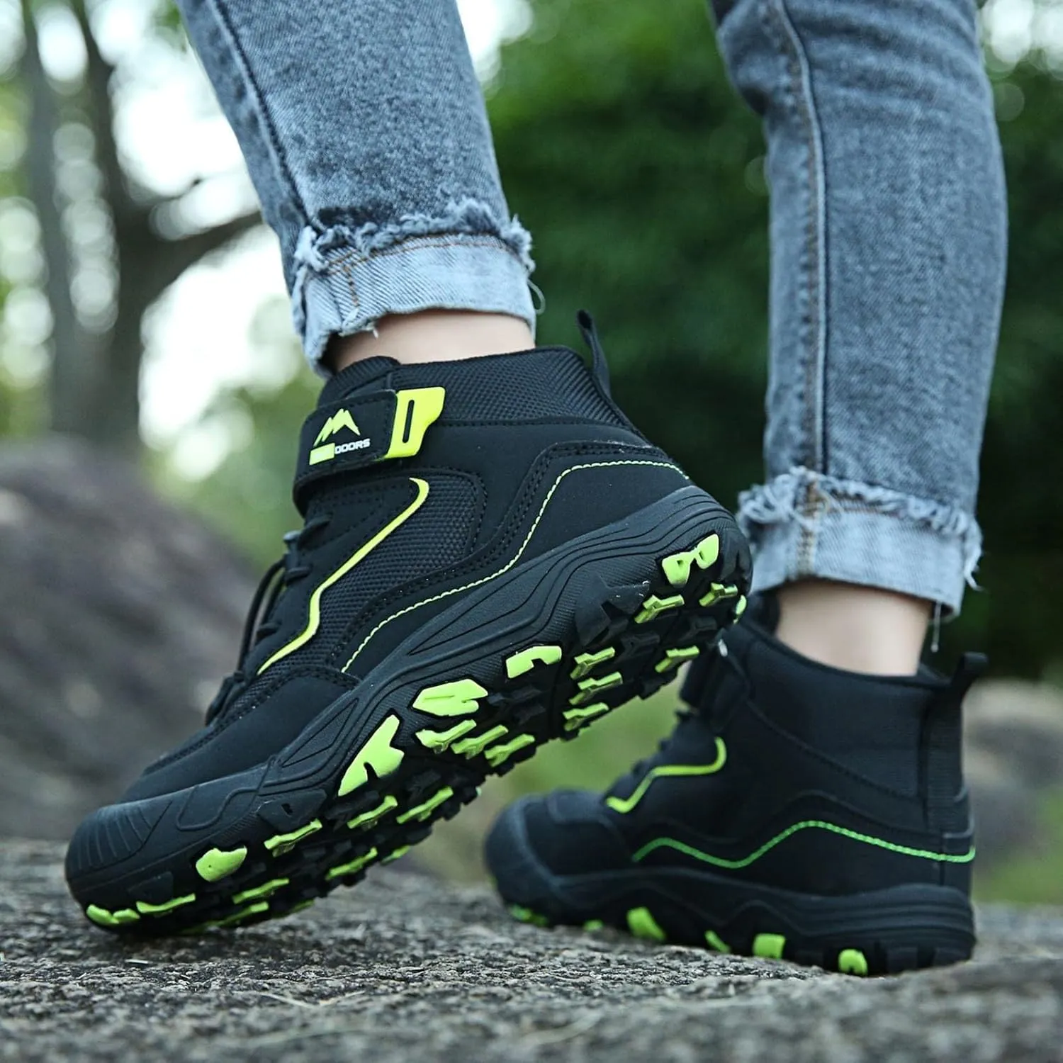 Kids Sports Shoes Boys Girls Adjustable Shoelaces Hiking Shoes Trainers Shoe Toddler Outdoor Anti-Slip Walking Shoes