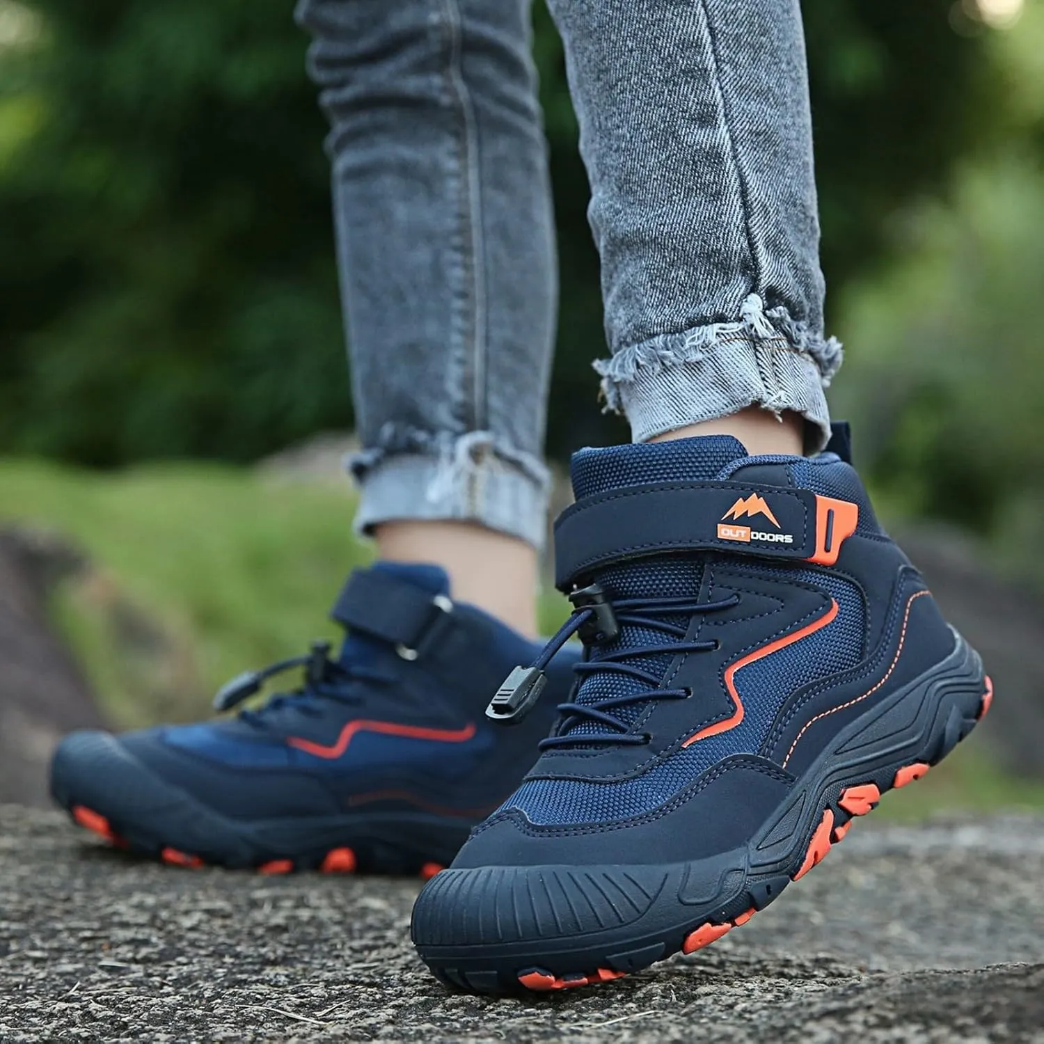 Kids Sports Shoes Boys Girls Adjustable Shoelaces Hiking Shoes Trainers Shoe Toddler Outdoor Anti-Slip Walking Shoes