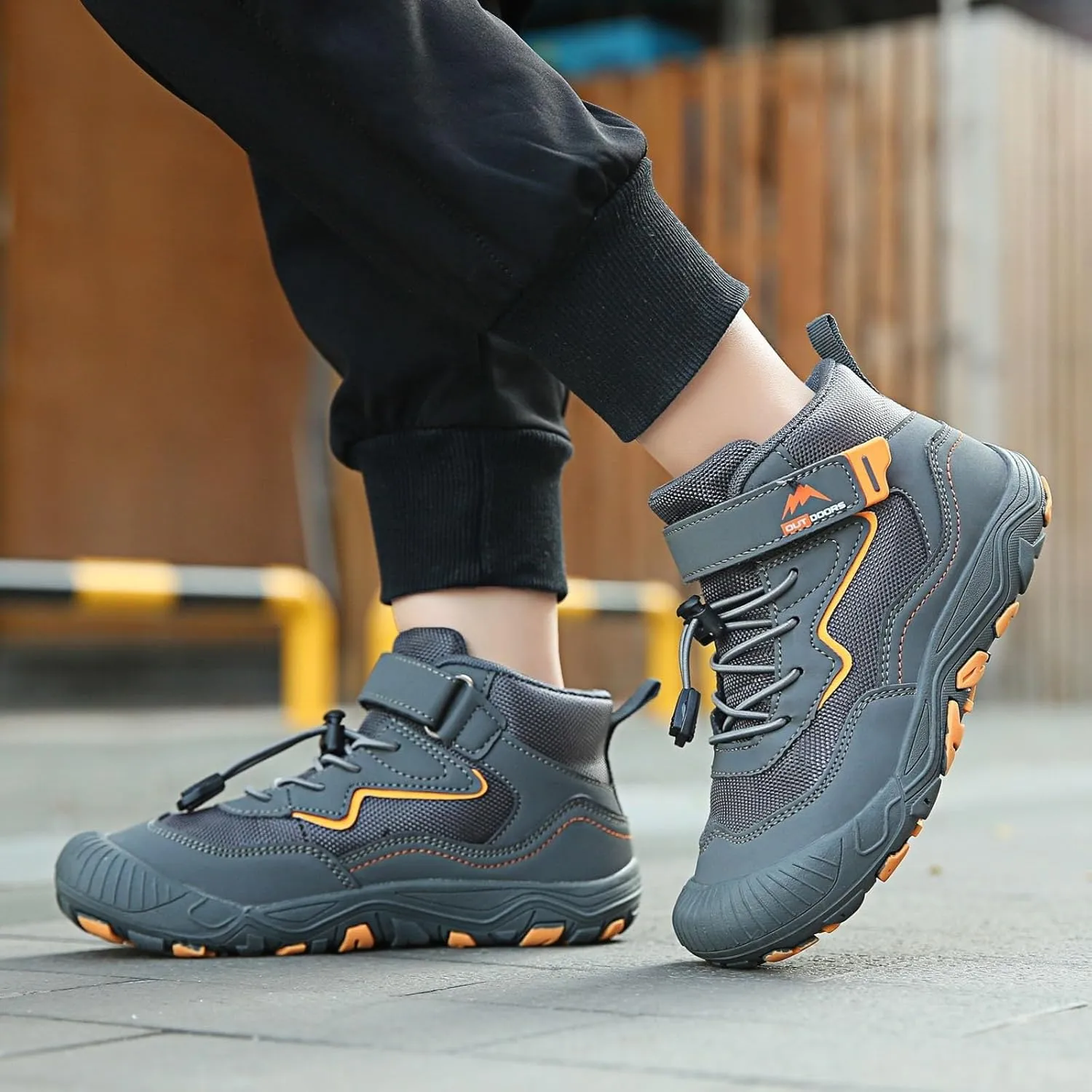 Kids Sports Shoes Boys Girls Adjustable Shoelaces Hiking Shoes Trainers Shoe Toddler Outdoor Anti-Slip Walking Shoes