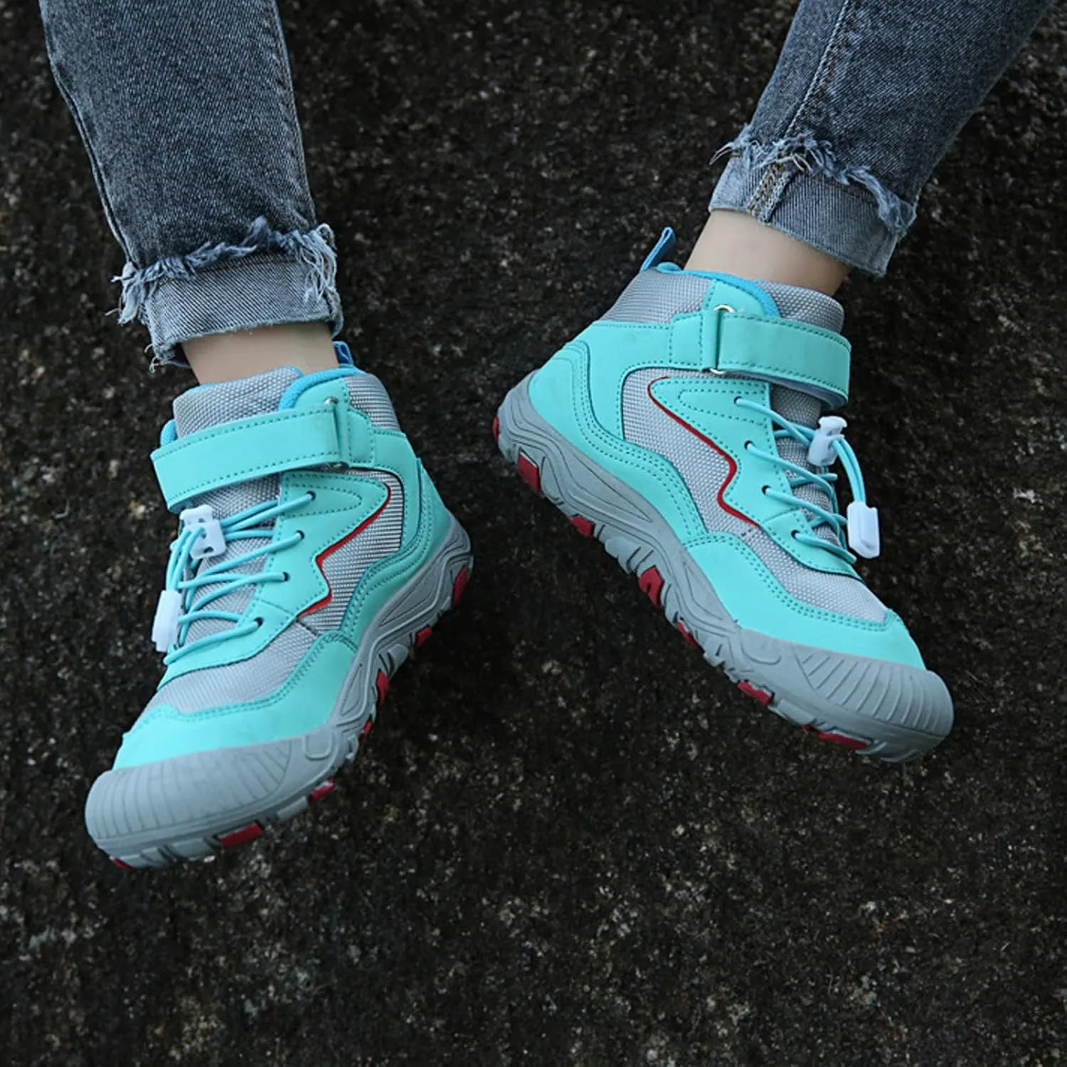 Kids Sports Shoes Boys Girls Adjustable Shoelaces Hiking Shoes Trainers Shoe Toddler Outdoor Anti-Slip Walking Shoes