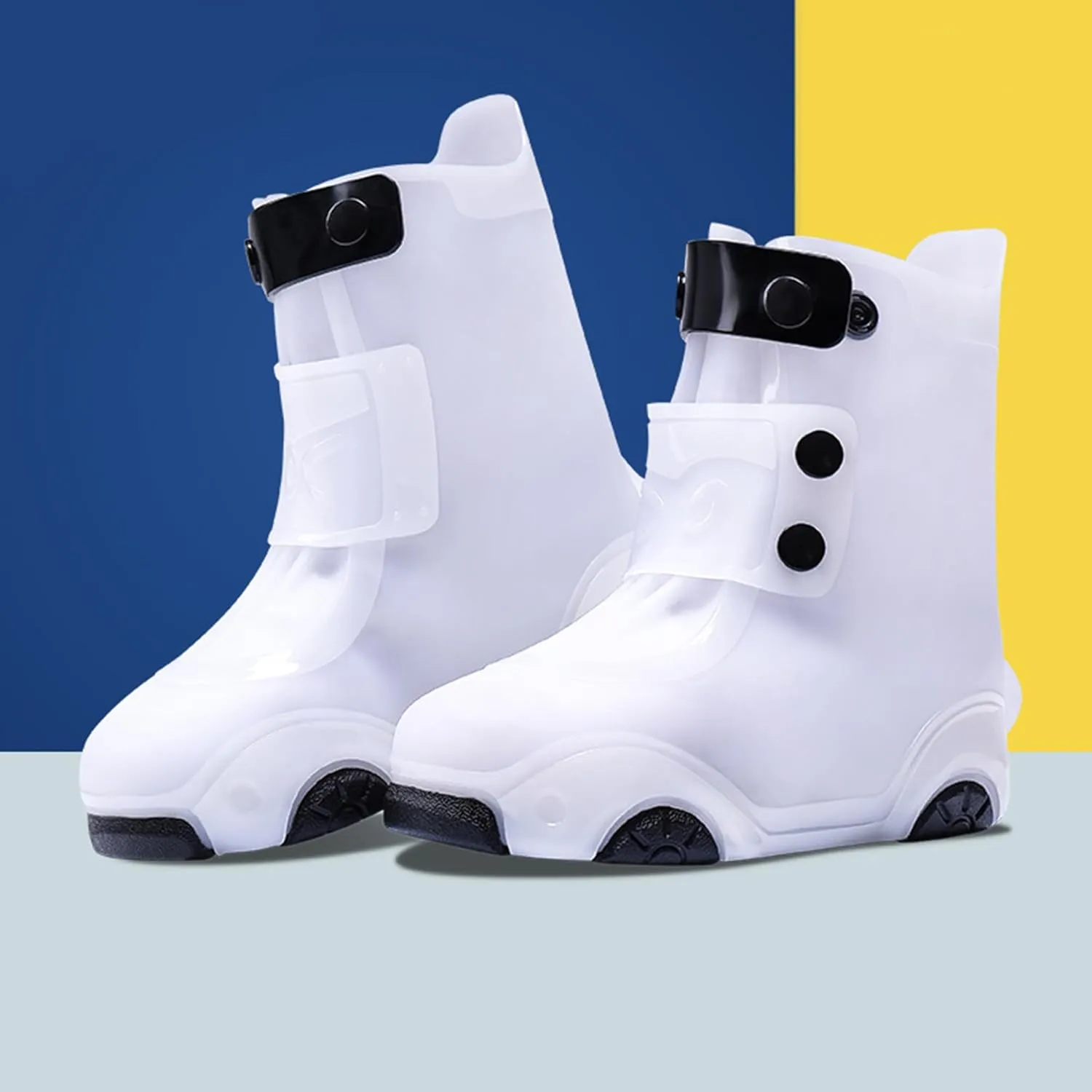 Kids Waterproof Rain Shoe Covers Reusable Foldable Toddler Rain Shoes Washable Silicone Non-Slip Rain Shoe Protectors Durable Children Waterproof Boots for Boys Girls