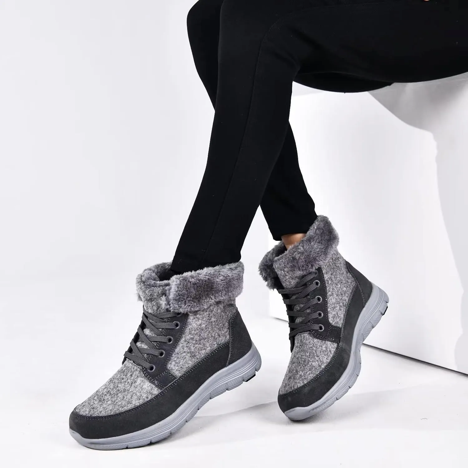 konhill Women's Winter Snow Ankle Boots-Booties Anti-Slip Resistant Outdoor Shoes