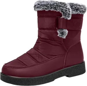 Ladies Fashion Winter Plush Insulation Solid Leather Thick Heeled Snow Boots W0mens Winter Boots Mid-Calf Booties