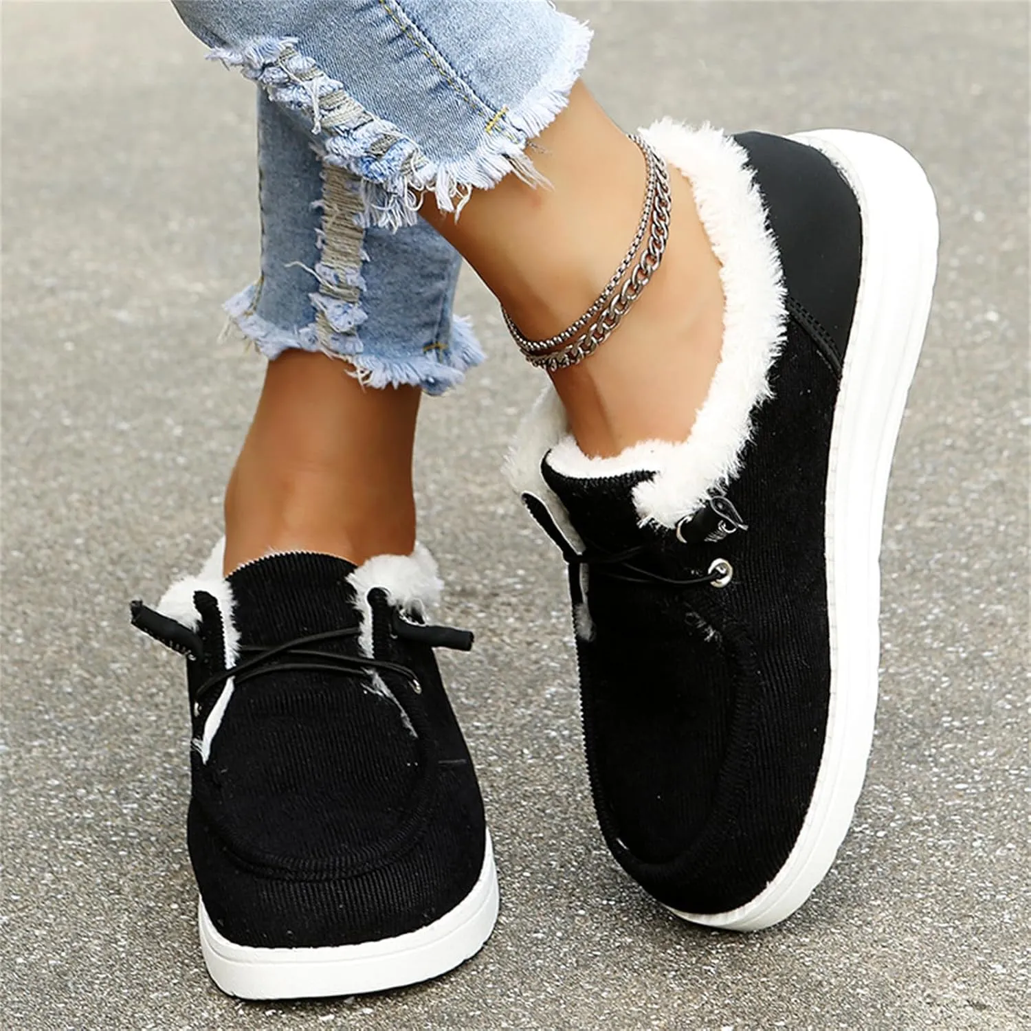 Ladmiple Winter Boots For Women Cute Warm Fur Lined Snow Boots Slip On Comfortable Fashion Outdoor Short Ankle Booties