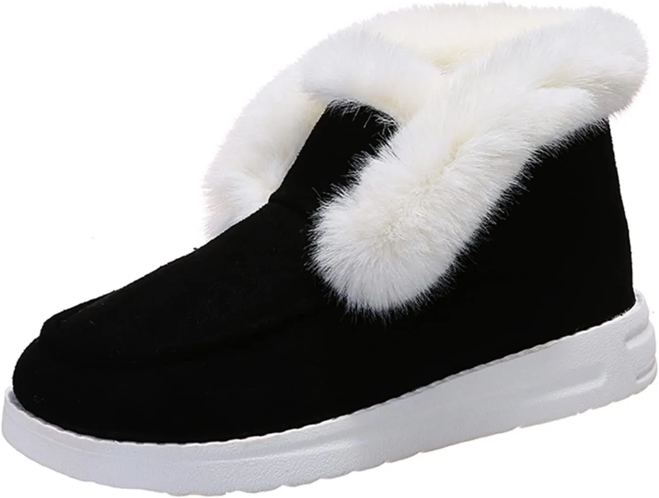 Ladmiple Winter Boots For Women Wide Width Snow Boots Warm Fur Lined Anti-Slip Outdoor Slip On Comfortable Ankle Booties
