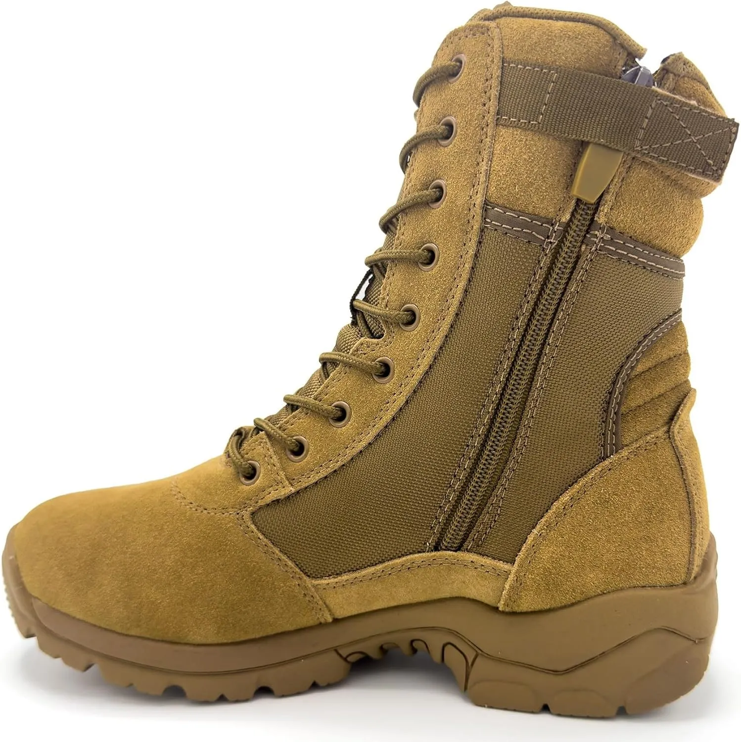 LAPG Men's Core 8" Side-Zip Duty Boots, Lightweight Tactical Combat Boots for Men, Work Hiking Outdoor Shoes, Coyote