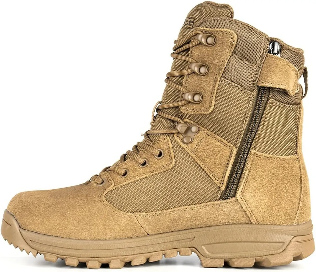 LAPG Mens Sector 8 Waterproof Side-Zip Duty Boots, Breathable & Comfortable Tactical Hiking Combat Boots for Men, Coyote