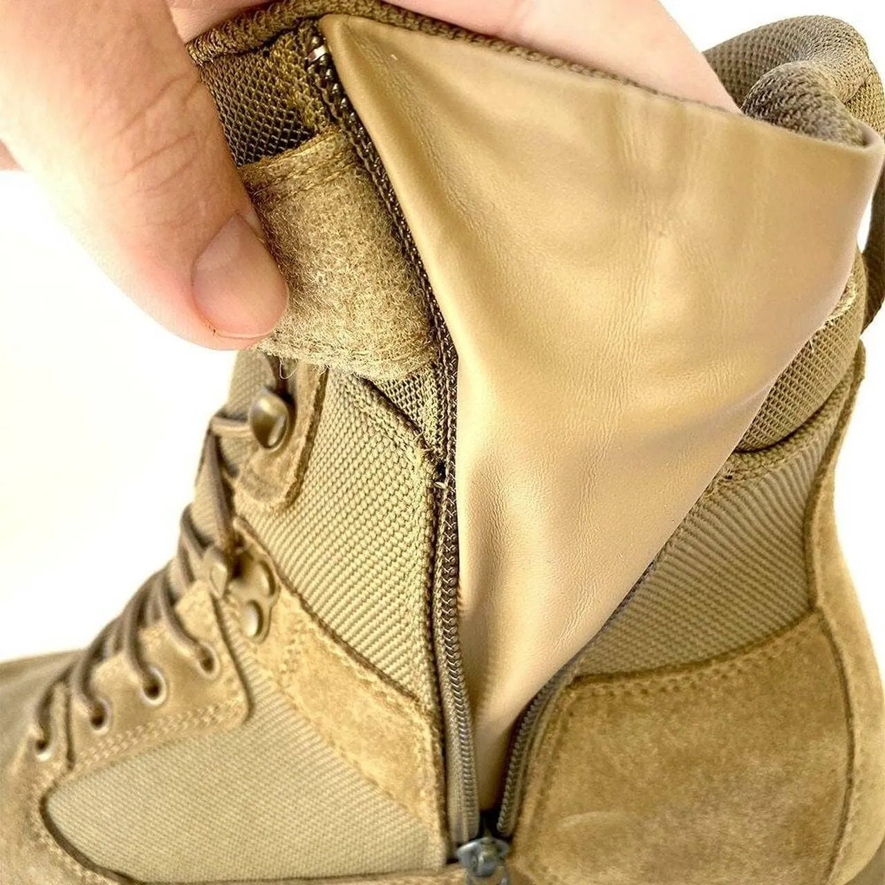 LAPG Mens Sector 8 Waterproof Side-Zip Duty Boots, Breathable & Comfortable Tactical Hiking Combat Boots for Men, Coyote