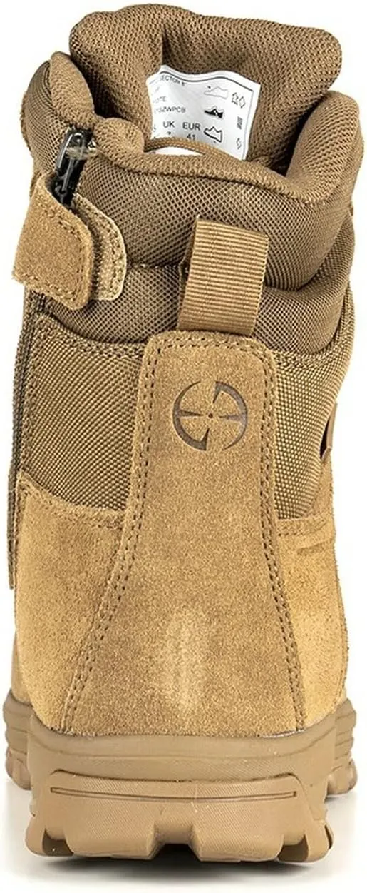 LAPG Mens Sector 8 Waterproof Side-Zip Duty Boots, Breathable & Comfortable Tactical Hiking Combat Boots for Men, Coyote