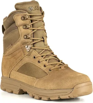 LAPG Mens Sector 8 Waterproof Side-Zip Duty Boots, Breathable & Comfortable Tactical Hiking Combat Boots for Men, Coyote