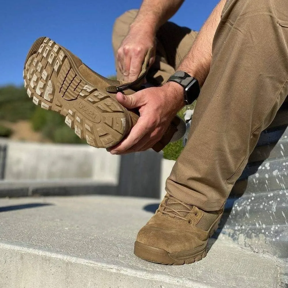 LAPG Mens Sector 8 Waterproof Side-Zip Duty Boots, Breathable & Comfortable Tactical Hiking Combat Boots for Men, Coyote
