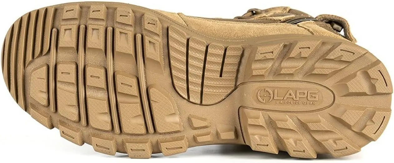 LAPG Mens Sector 8 Waterproof Side-Zip Duty Boots, Breathable & Comfortable Tactical Hiking Combat Boots for Men, Coyote