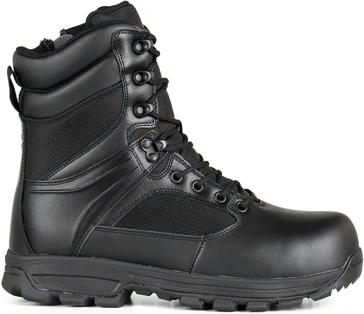 LAPG Mens Sector 8 Waterproof Side-Zip Duty Boots, Breathable & Comfortable Tactical Hiking Combat Shoes for Men, Black