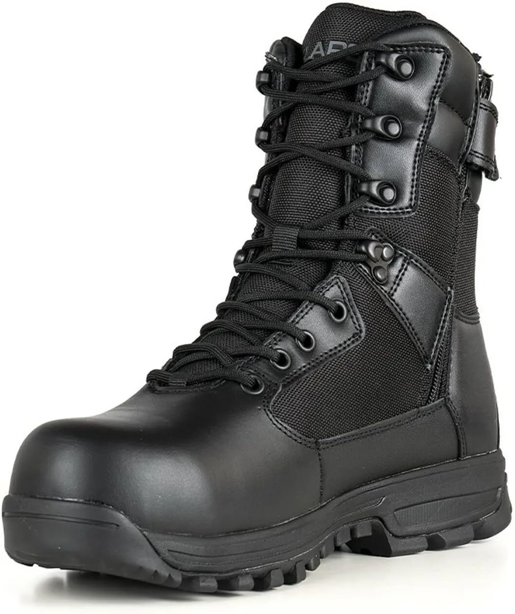LAPG Mens Sector 8 Waterproof Side-Zip Duty Boots, Breathable & Comfortable Tactical Hiking Combat Shoes for Men, Black