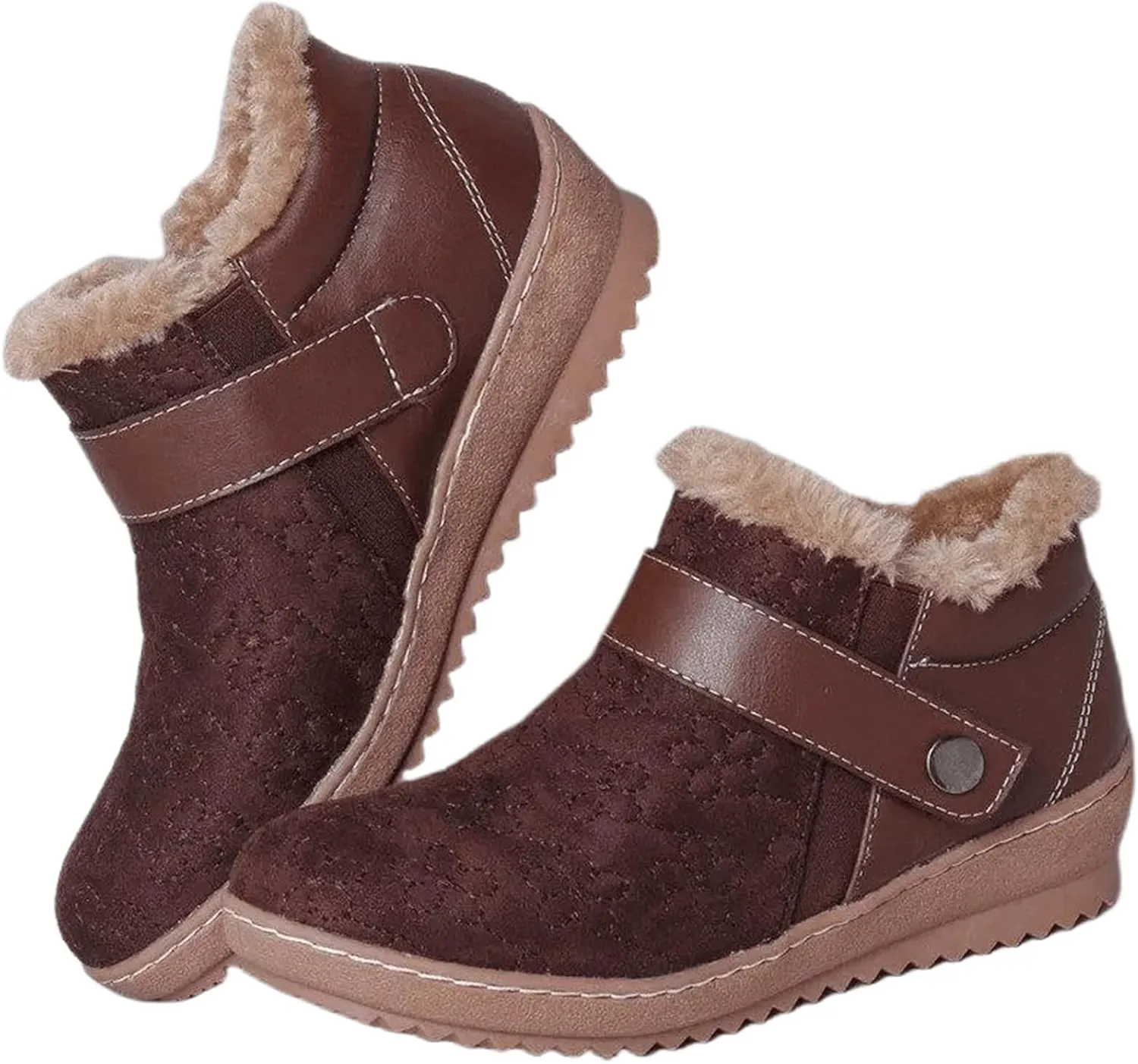 Lausiuoe Snow Boots For Women Cute Fur Lined Winter Boots Warm Fuzzy Ankle Booties Casual Fashion Trendy Slip On Outdoor Shoe