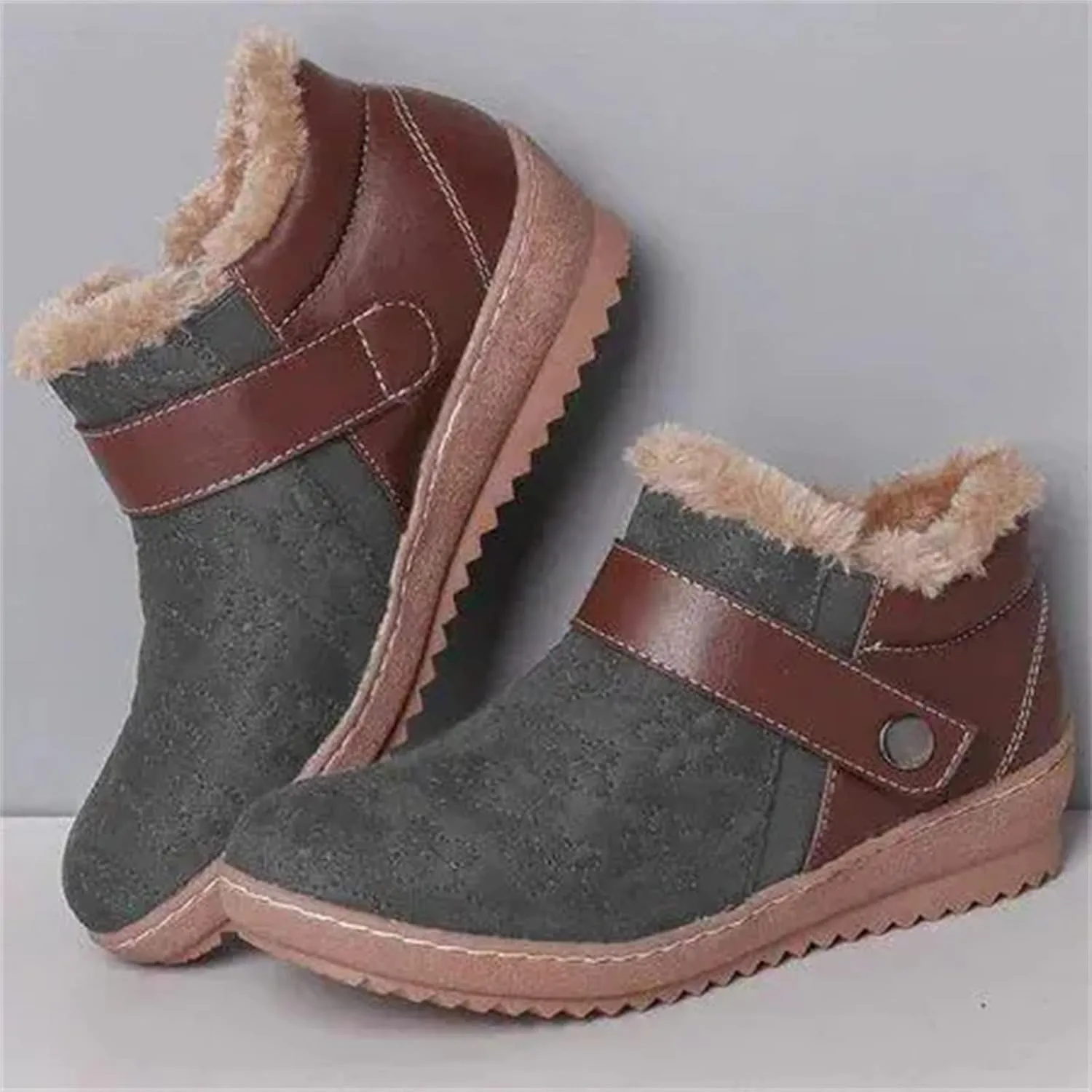 Lausiuoe Snow Boots For Women Cute Fur Lined Winter Boots Warm Fuzzy Ankle Booties Casual Fashion Trendy Slip On Outdoor Shoe