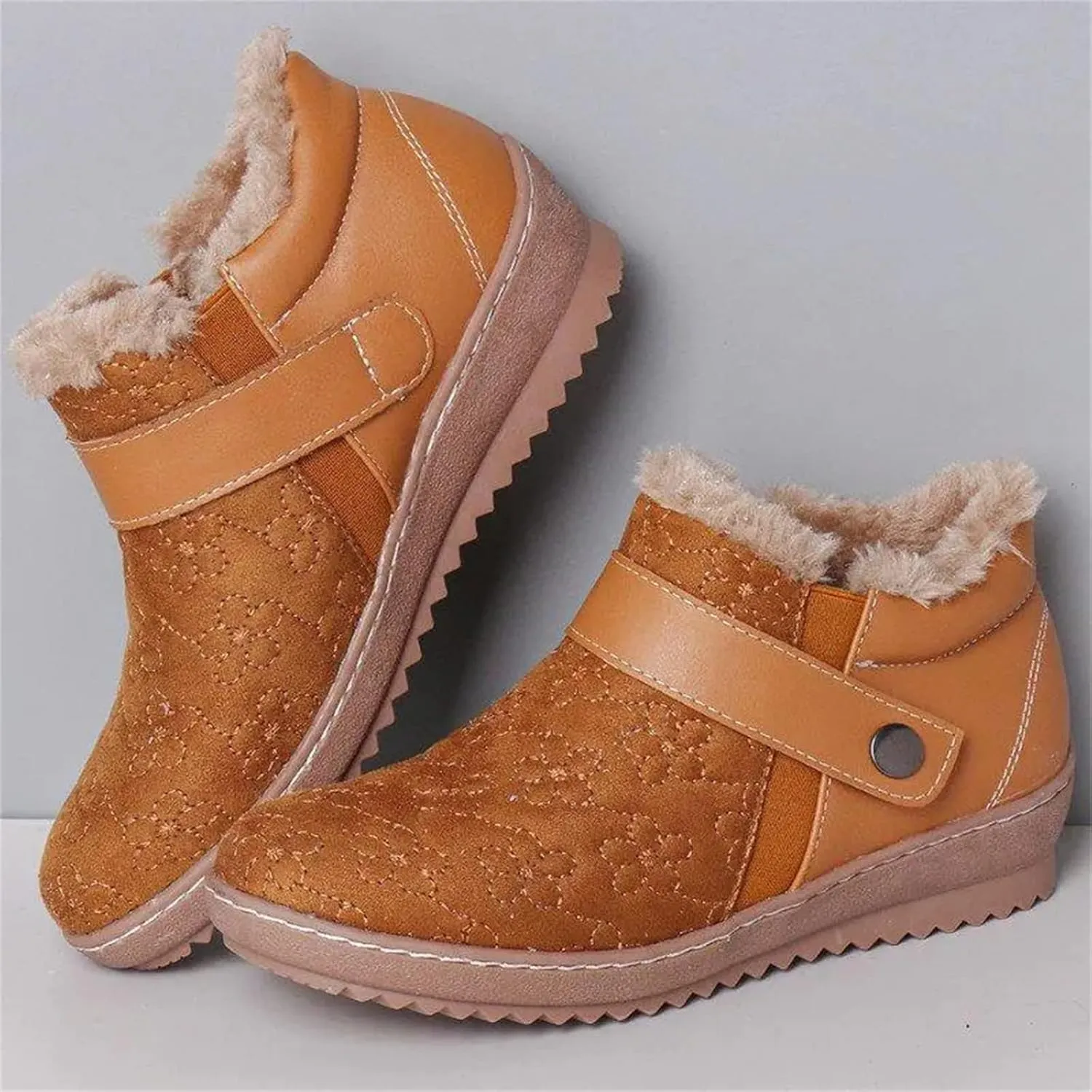 Lausiuoe Snow Boots For Women Cute Fur Lined Winter Boots Warm Fuzzy Ankle Booties Casual Fashion Trendy Slip On Outdoor Shoe