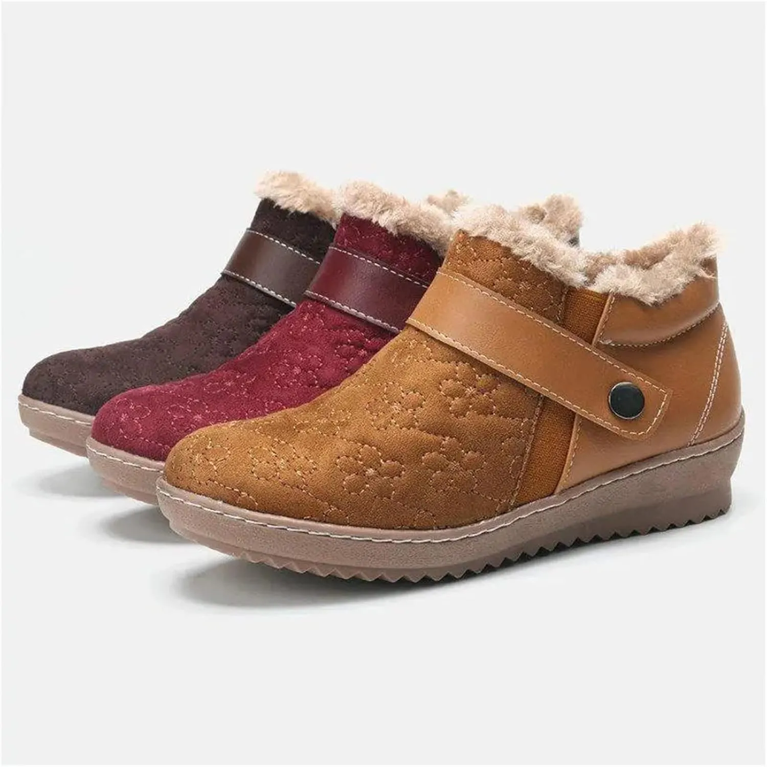 Lausiuoe Snow Boots For Women Cute Fur Lined Winter Boots Warm Fuzzy Ankle Booties Casual Fashion Trendy Slip On Outdoor Shoe