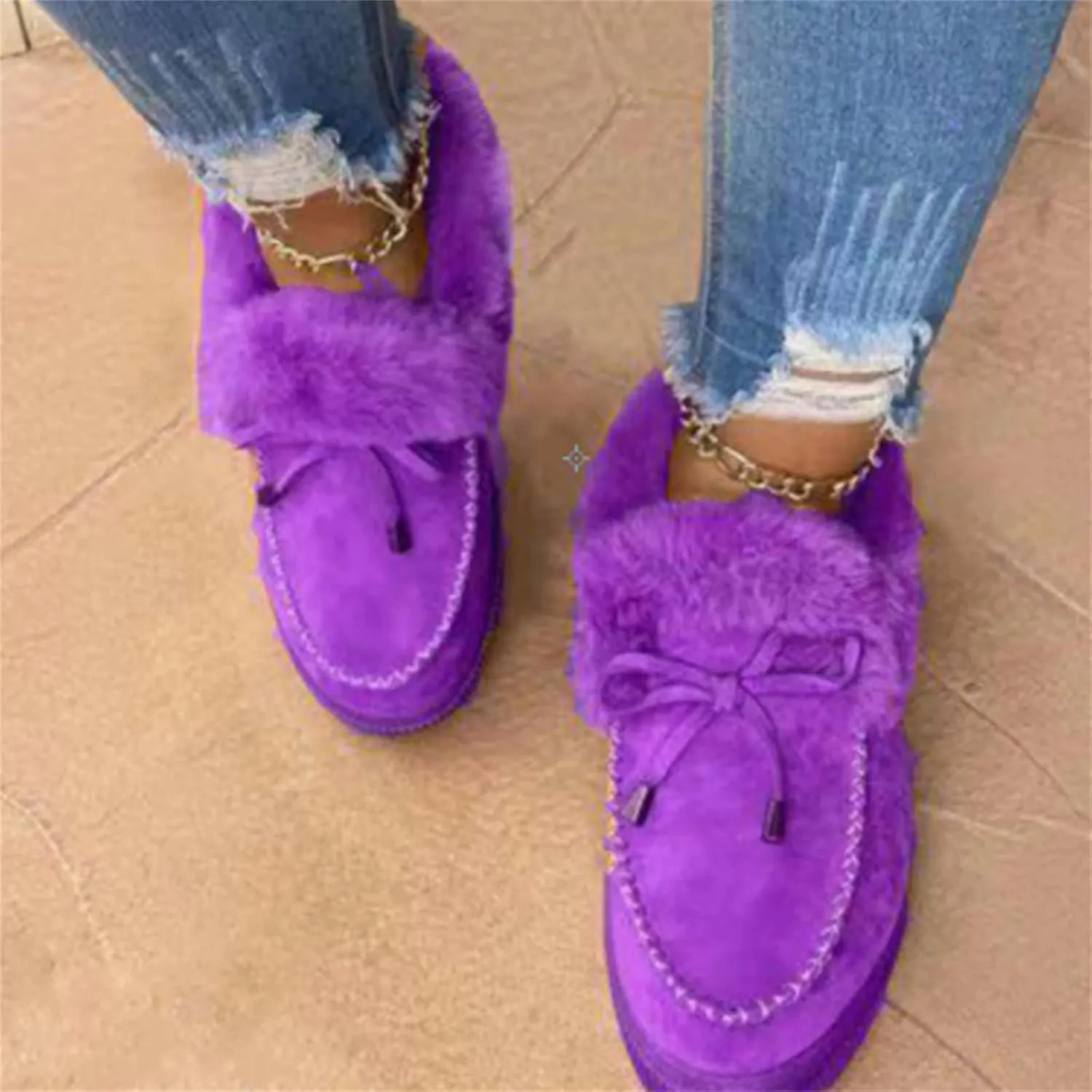 Lausiuoe Snow Boots For Women Cute Wide Calf Winter Fur Lining Warm Ankle Booties Fashion Trendy Outdoor Fuzzy Shoes 2022