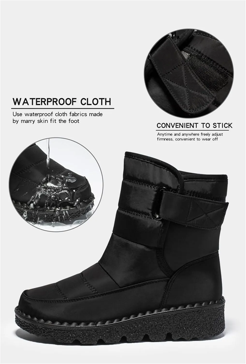 Lausiuoe Snow Boots For Women Waterproof Insulated Wide Width Winter Shoes with Fur Lined Warm Slip On Outdoor Booties