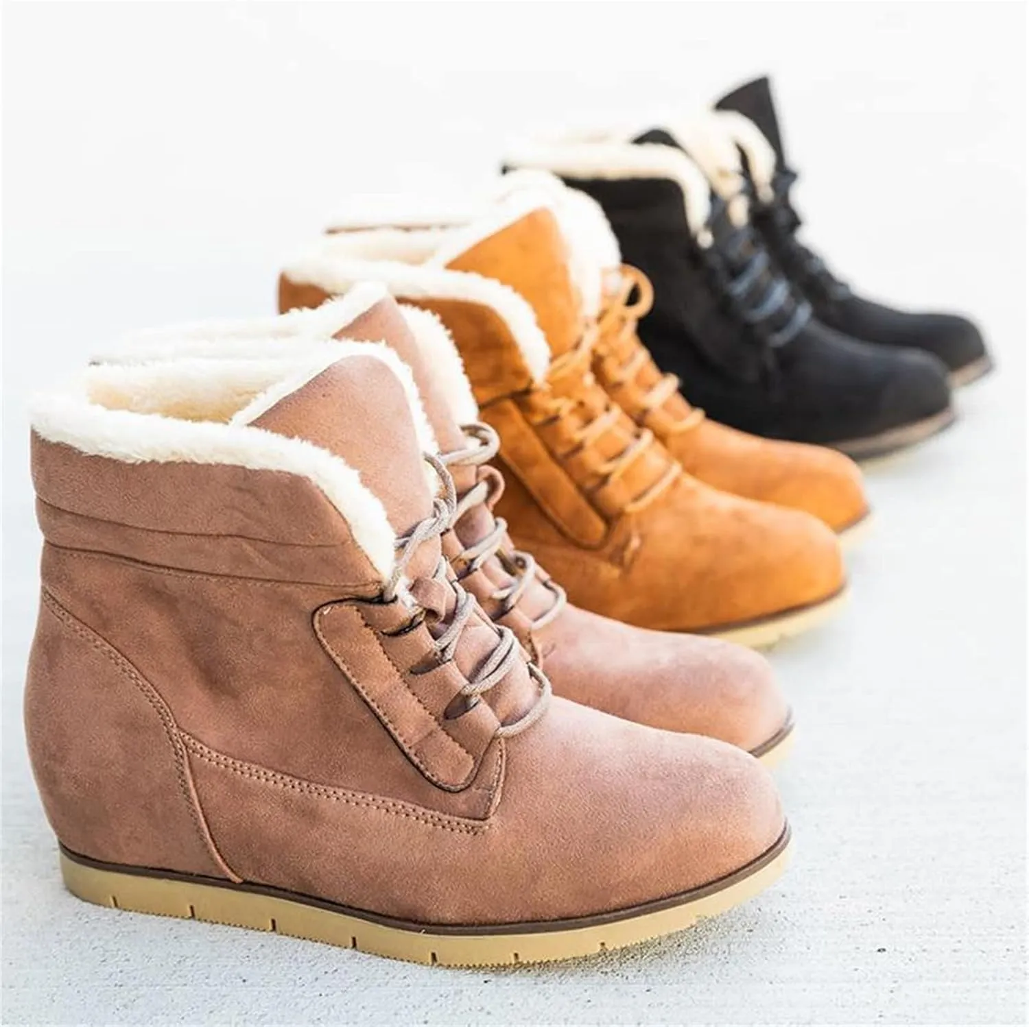 Lausiuoe Winter Boots For Women 2022 Trendy Warm Fur Lined Snow Booties Platform Casual Fashion Outdoor Fuzzy Shoes