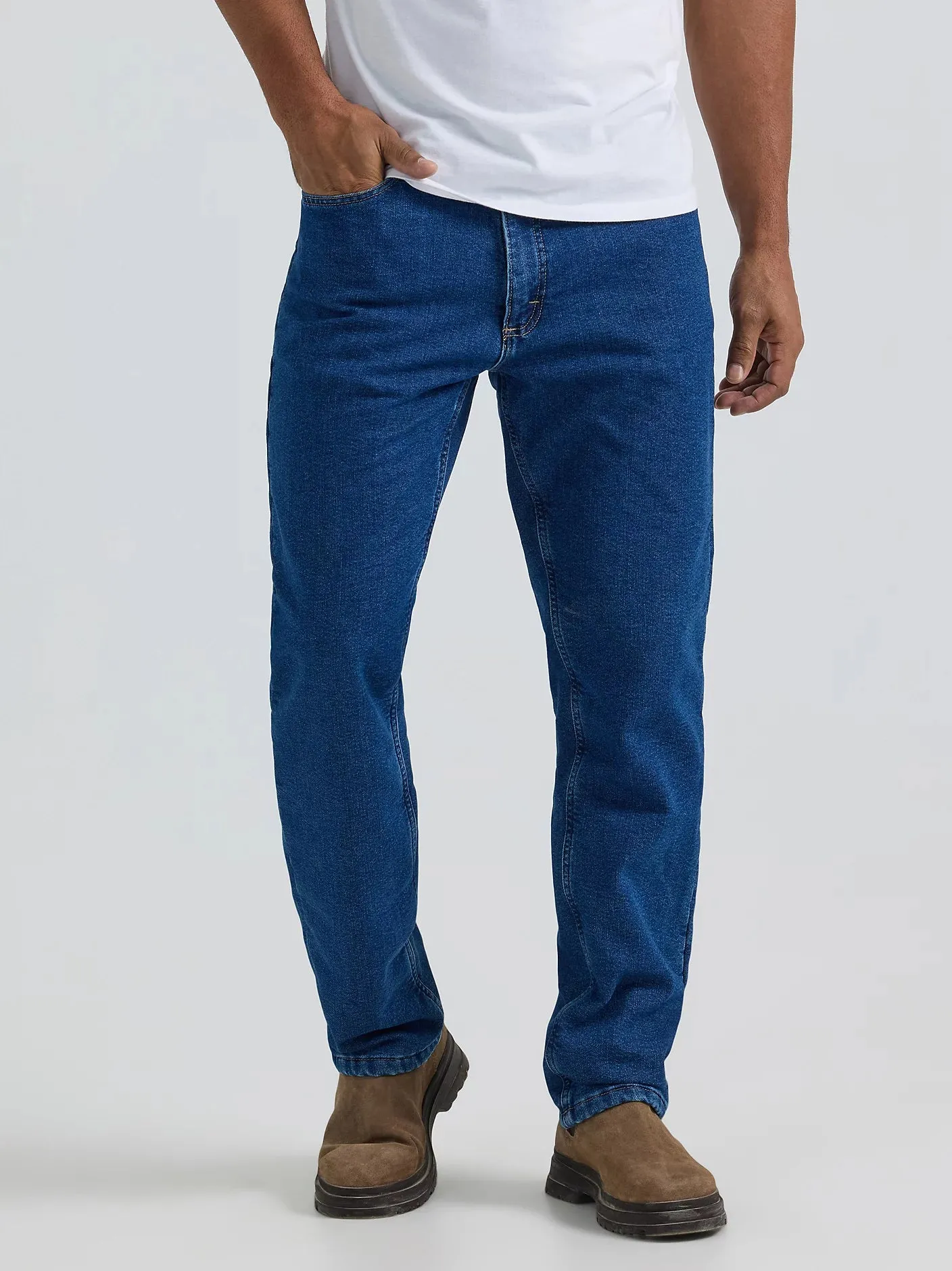 Lee Men's Flannel Straight Leg Relaxed Fit Jeans