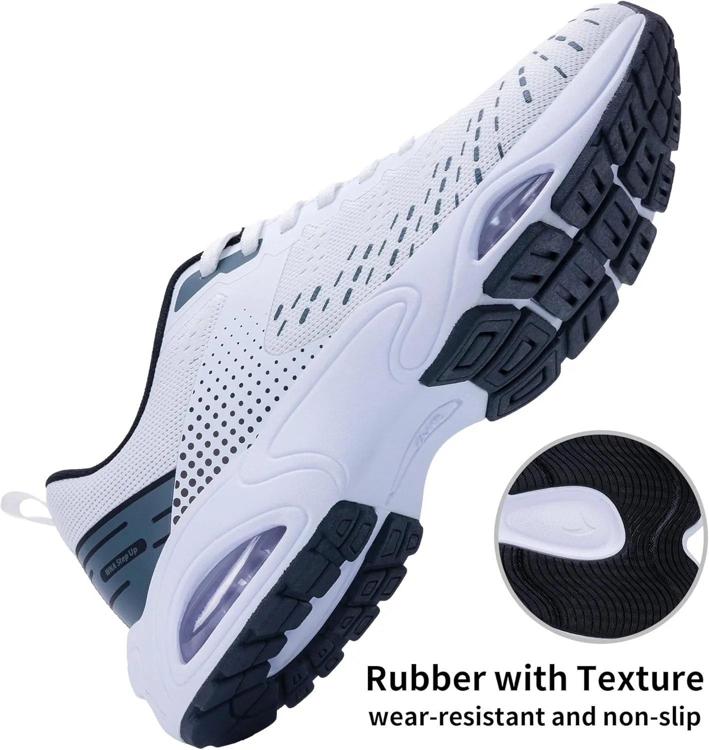 Men Air Running Shoes with Dual Cushions Breathable Lightweight Tennis Walking Sneakers Memory Foam Athletic Sport Shoes