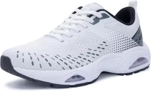 Men Air Running Shoes with Dual Cushions Breathable Lightweight Tennis Walking Sneakers Memory Foam Athletic Sport Shoes