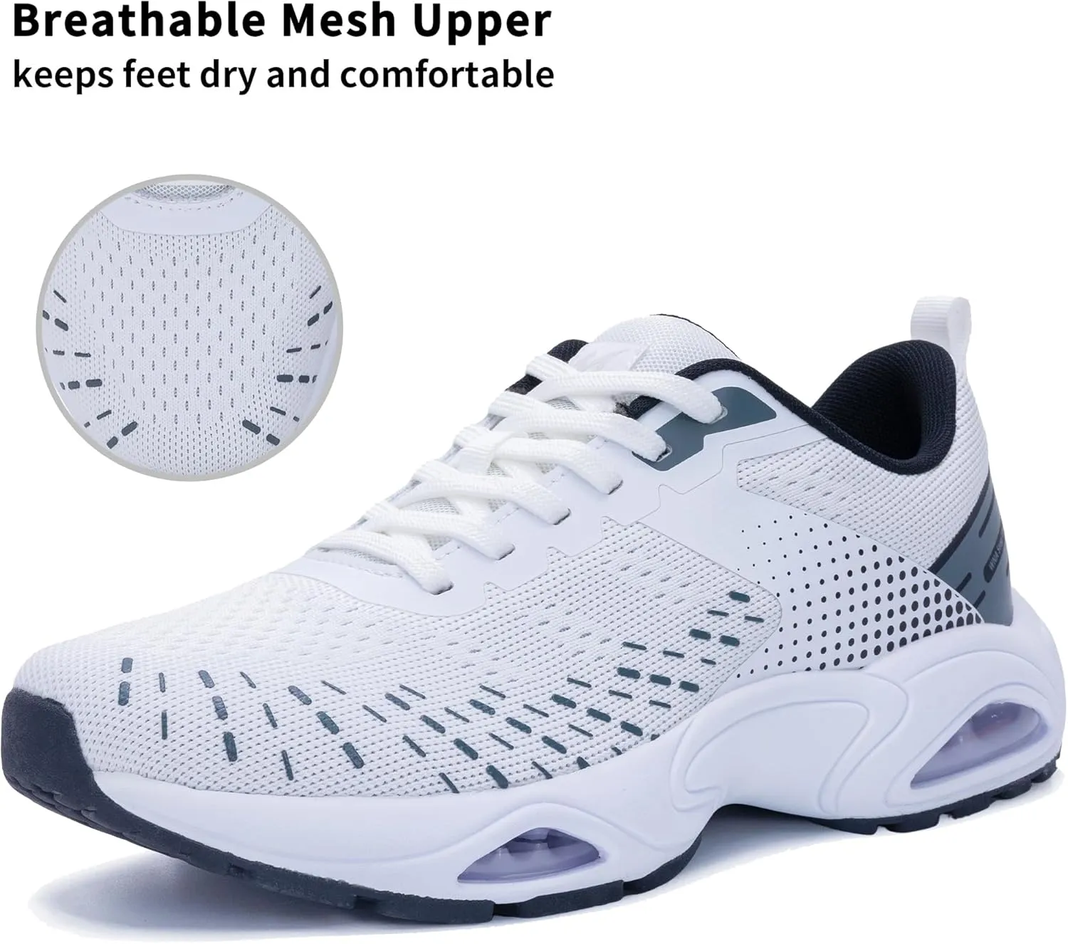 Men Air Running Shoes with Dual Cushions Breathable Lightweight Tennis Walking Sneakers Memory Foam Athletic Sport Shoes