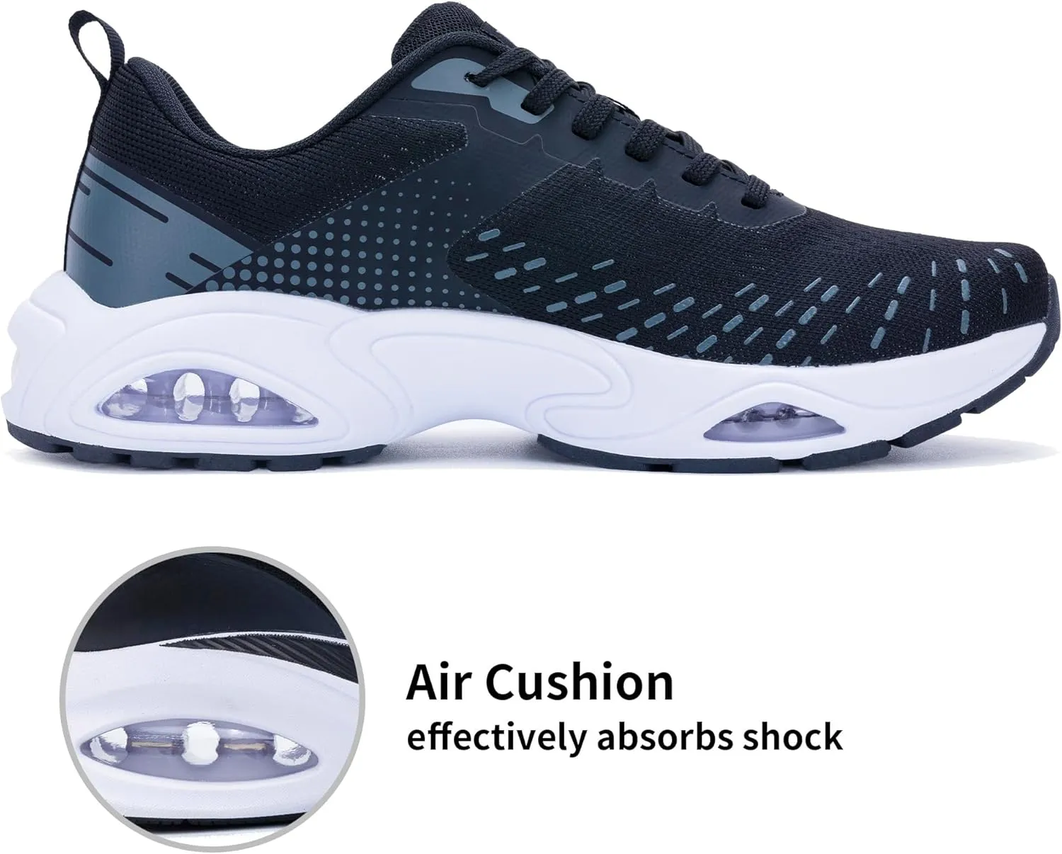 Men Air Running Shoes with Dual Cushions Breathable Lightweight Tennis Walking Sneakers Memory Foam Athletic Sport Shoes