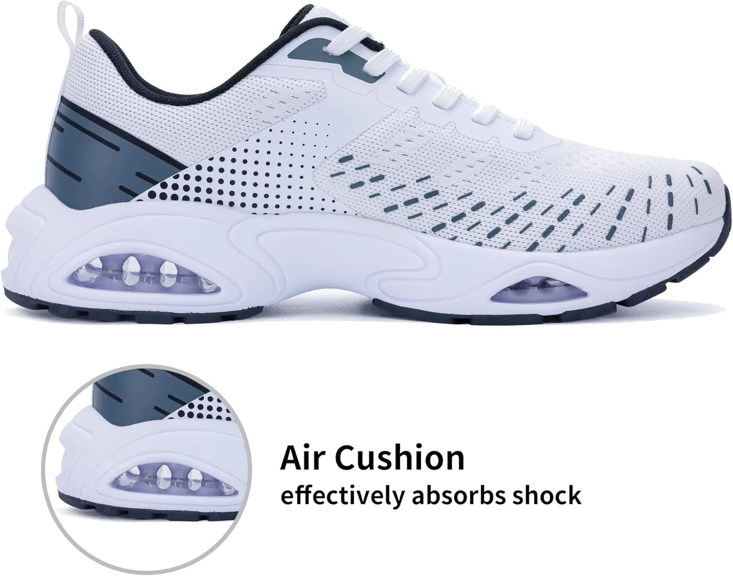 Men Air Running Shoes with Dual Cushions Breathable Lightweight Tennis Walking Sneakers Memory Foam Athletic Sport Shoes