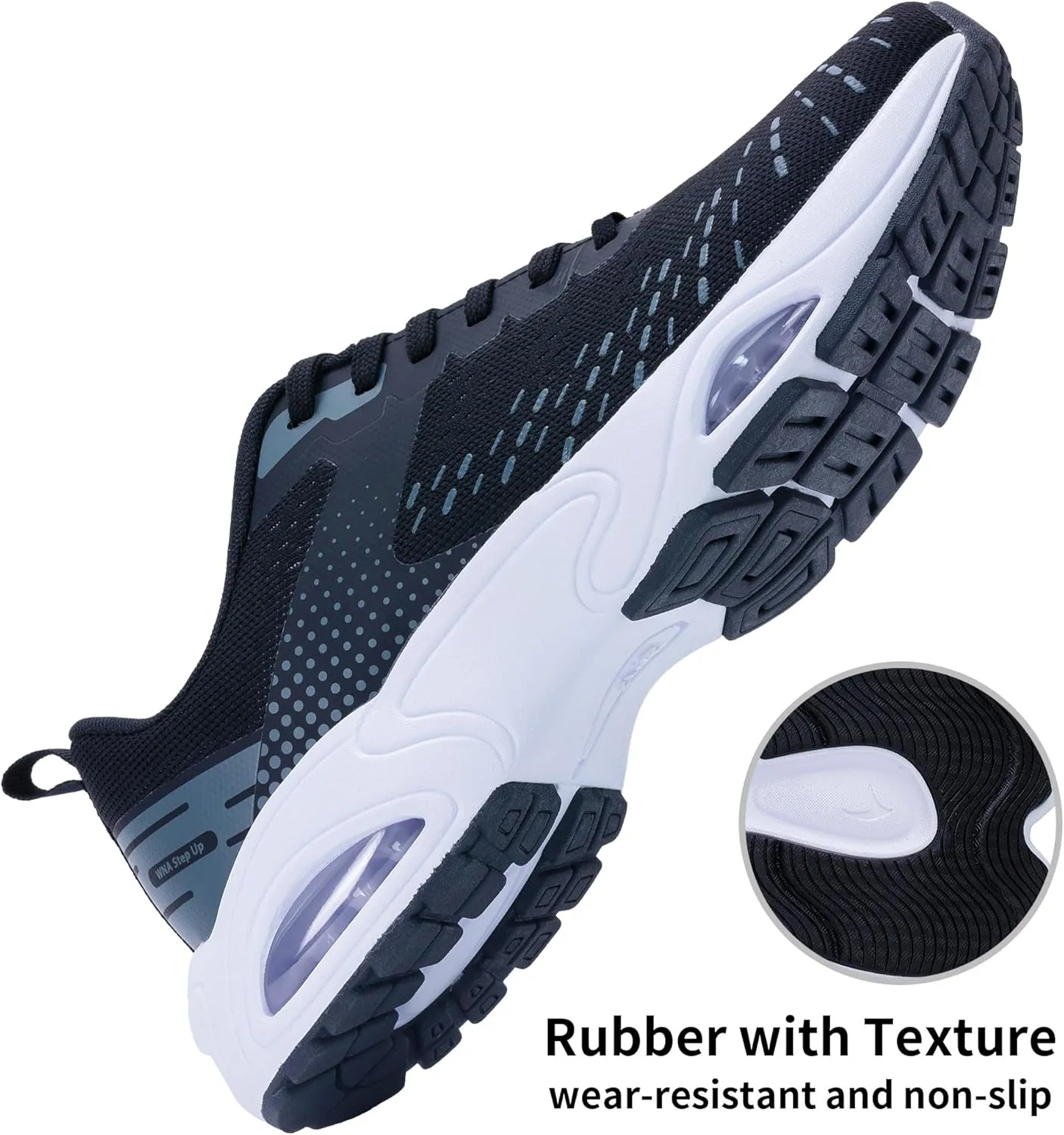 Men Air Running Shoes with Dual Cushions Breathable Lightweight Tennis Walking Sneakers Memory Foam Athletic Sport Shoes