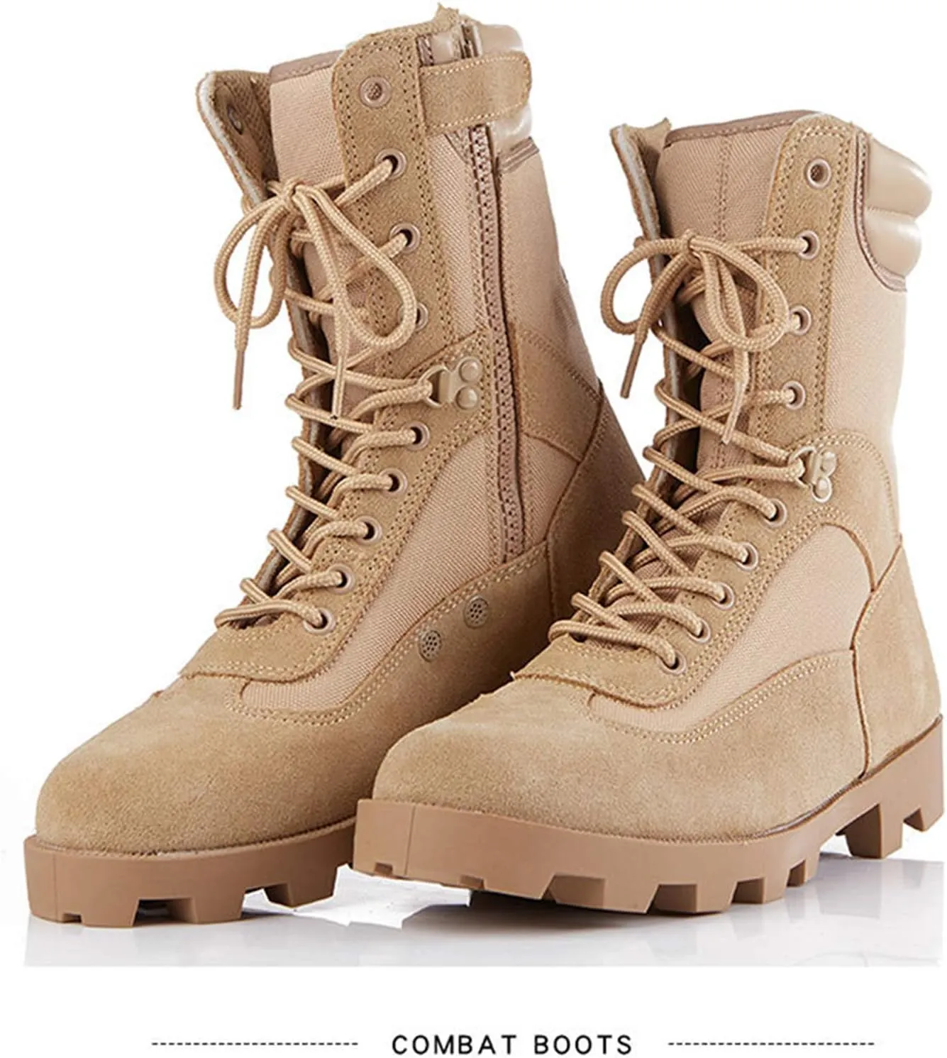 Men Desert Tactical Military Boots, Mens Working Safty Shoes Breathable Army Combat Boots, Men Hiking Shoes,Brown-39