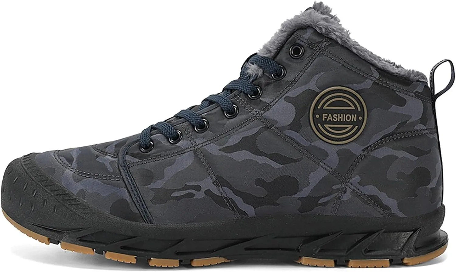 Men New Large Size Plush Thermal Non Slip Camo Snow Boots Outdoor Adventure Camping Mountaineering Boots Mid Rain Boot