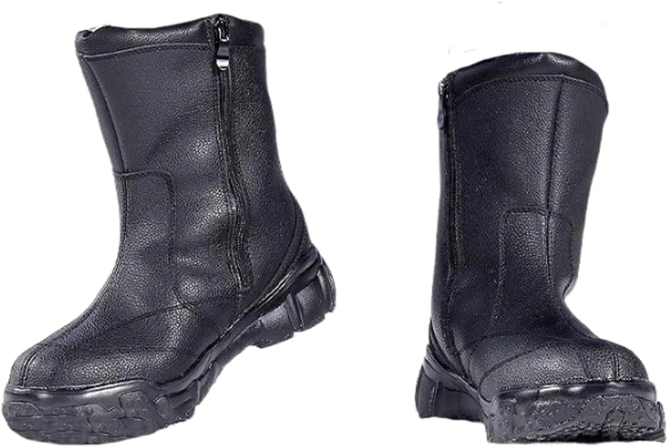 Men Non Slip Snow Boots, Men's Winter Warm Side Zipper Fur Lined Mid Calf Snow Boots, Comfortable Waterproof Hiking Boot, for Cold Weather, Lightweight Outdoor Athletic