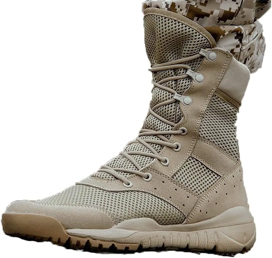 Men Ultrallight Outdoor Climbing Shoes, Tactical Training Army Boots, Summer Breathable Mesh Hiking Desert Boot