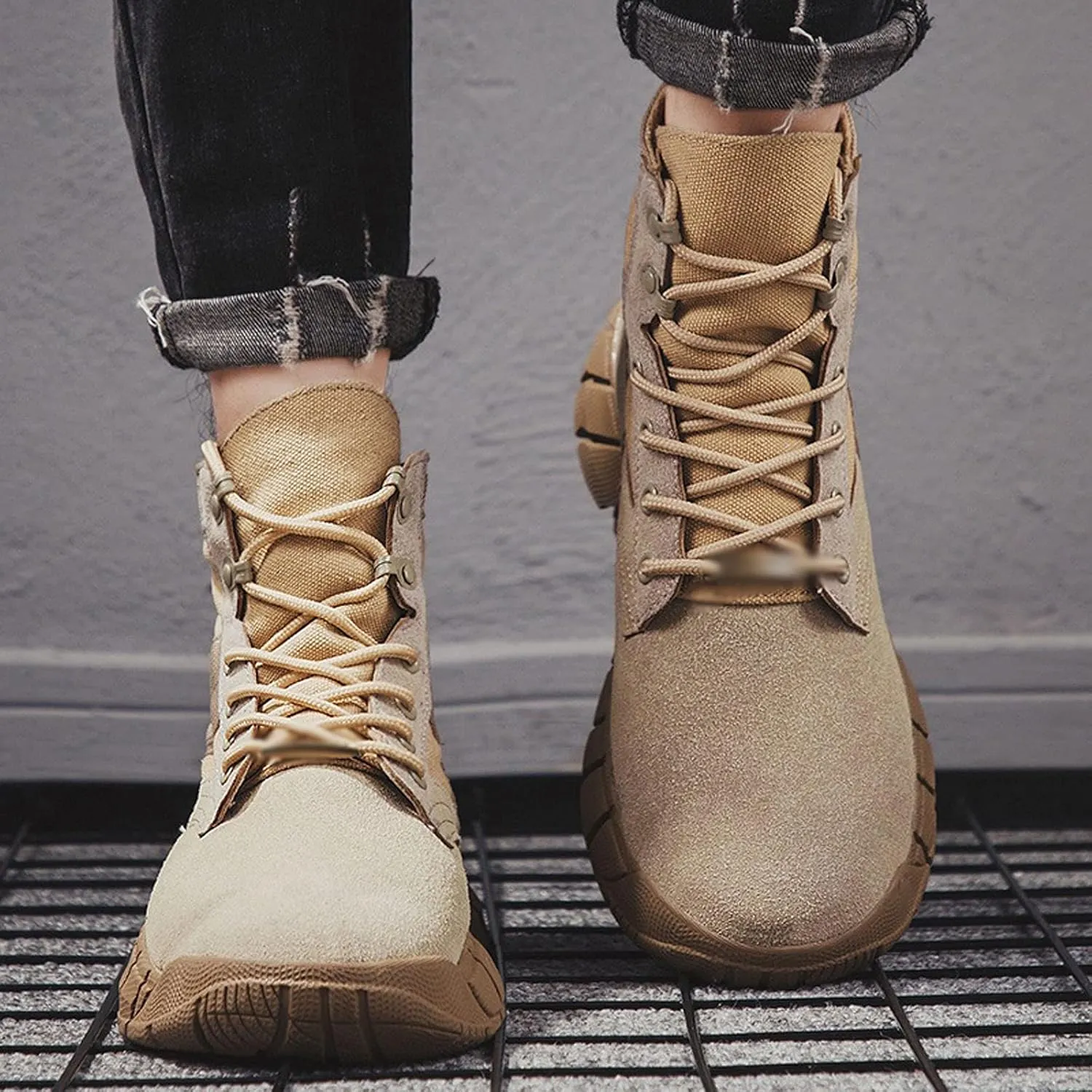 Mens Boots Autumn Winter Warm Plush Men's Boots Suede Leather Snow Boots Non-slip Working Boots Outdoor Ankle Boots
