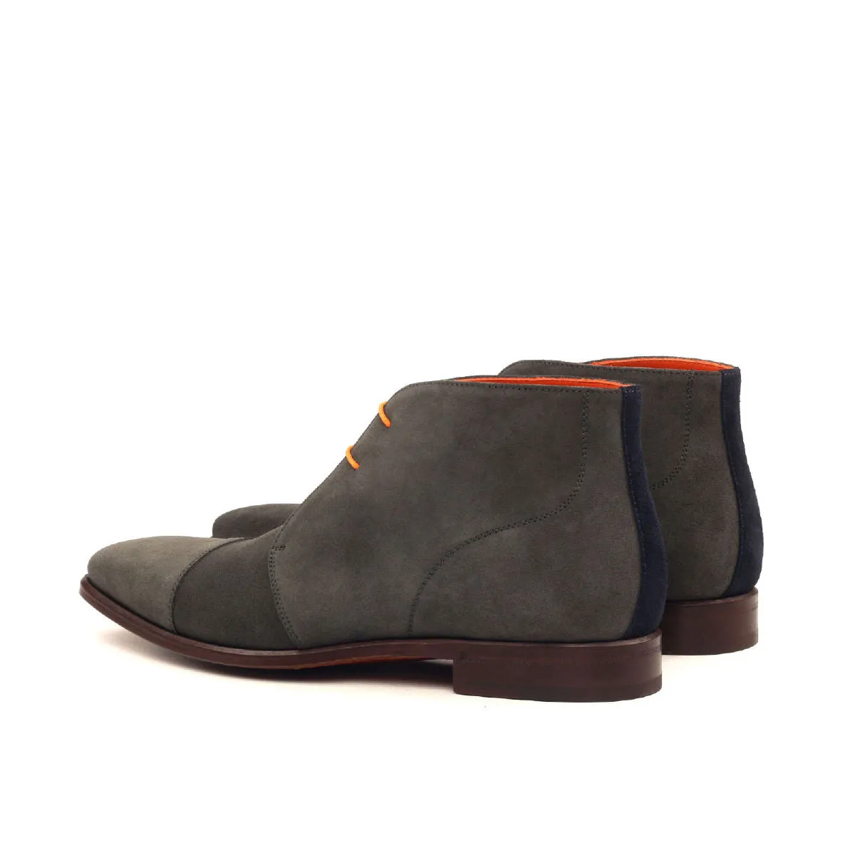 Men's Chukka Leather Boots Wide Plus Size Grey Blue 2491