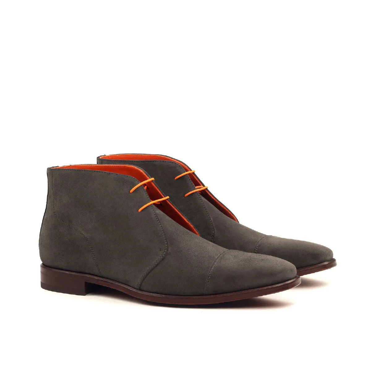 Men's Chukka Leather Boots Wide Plus Size Grey Blue 2491