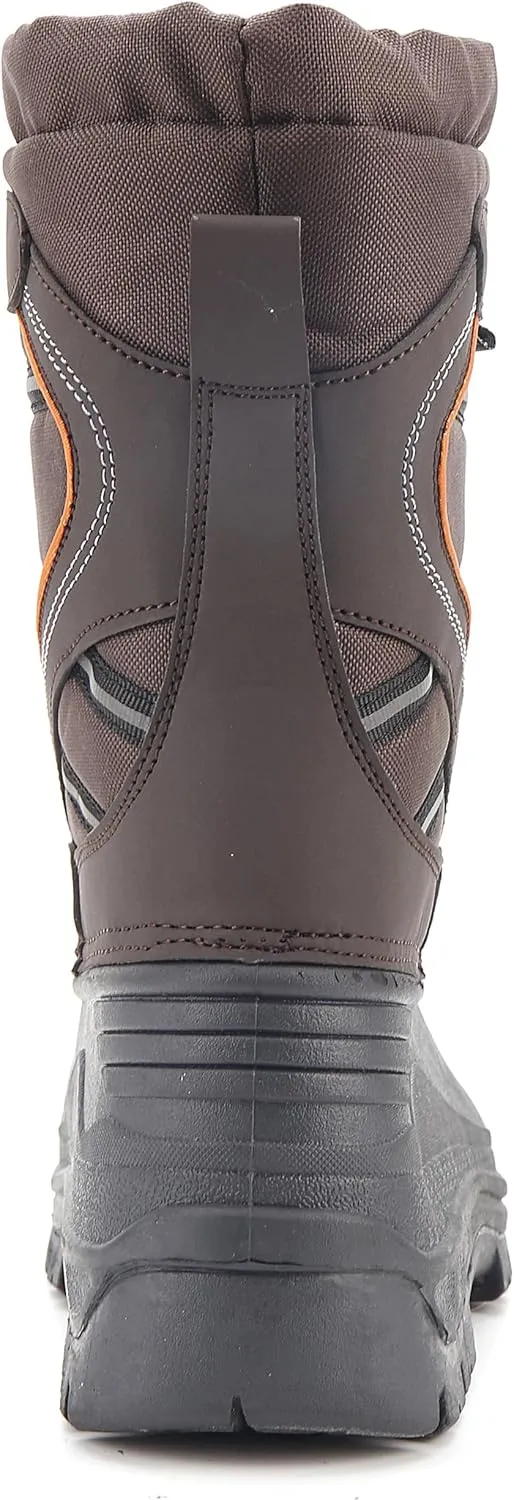 Mens Cold Weather Snow Boot, Waterproof Insulated, Fur Lined, Slip-Resistant, Sizes 10-13